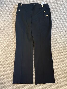 LOFT Black Wide-Leg Pants with Gold Buttons